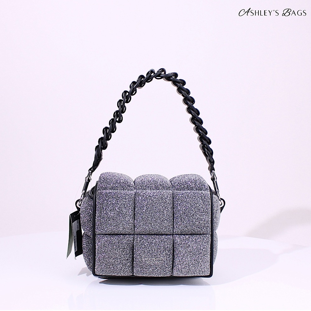 Kate Spade Boxxy Metallic Crossbody In Silver